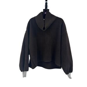 Free People Womens S Elk Mountain Fleece Pullover in Espresso Bean Brown Sweater